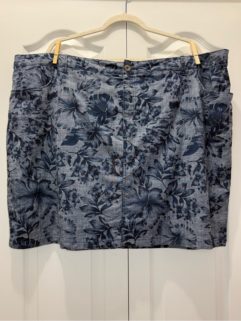 Croft & Barrow Blue Floral Linen Look Cotton Skort Plus Size 24W